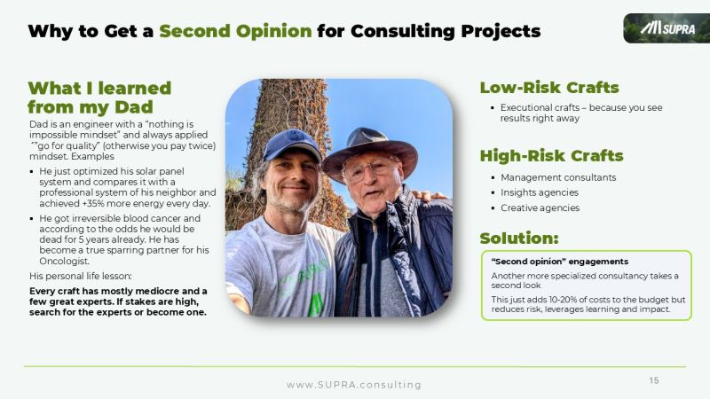 Why to get a second opinion for consulting projects: challenging incumbent consultancies with focused boutique engagements