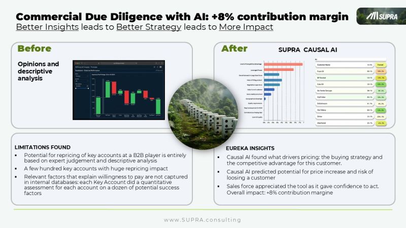 Commercial due diligence with AI: +8% contribution margin — Causal AI quantifies drivers of willingness to pay per key account
